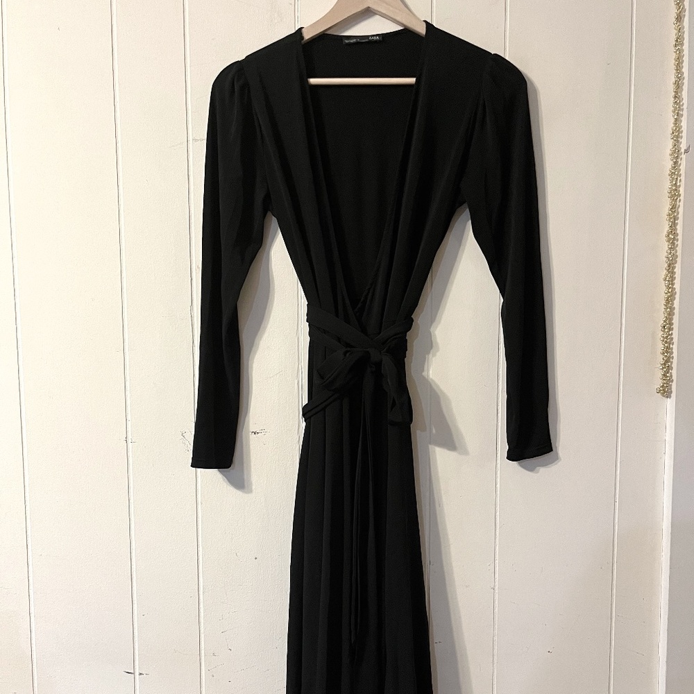 Mid-Calf Wrap Dress